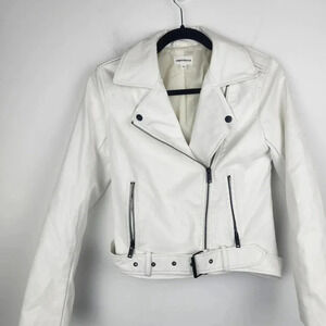 Superdown Faux Leather Moto Jacket White Womens Size XS.